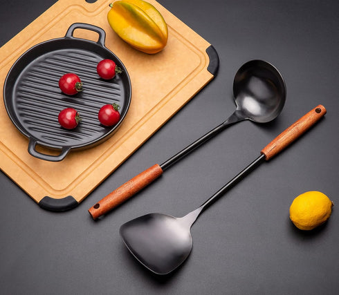 FJNATINH Spatula & Ladle Wok Tool Set, 14.2-15 inches Wok Utensils, Stainless Steel Wok Spatula...