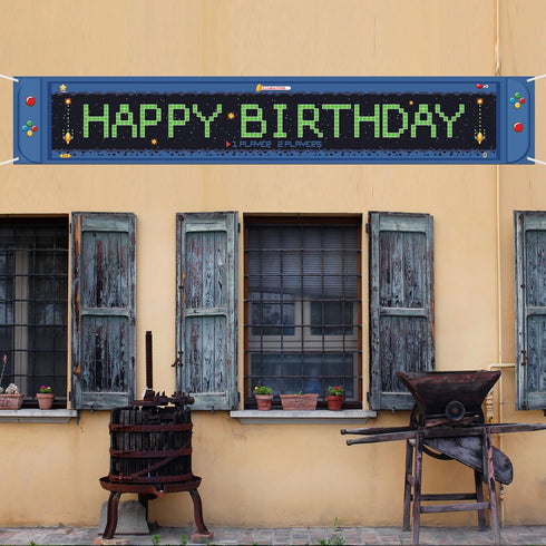 Large Video Game Happy Birthday Banner Game on Birthday Party Decorations Level up Gaming Theme Birthday Outdoor Indoor Decoration for Baby Boys T...
