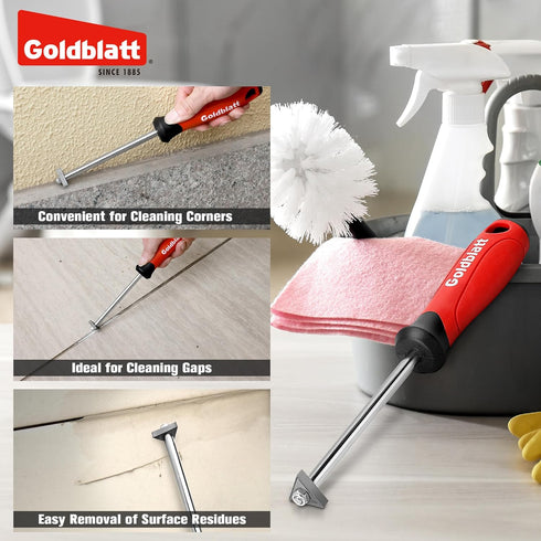 Goldblatt Grout Removal Tool with Replacement Carbide Tip - Professional Grout Cleaner, Caulking Remover, Scraper with Soft-Grip Handle, for Clean...