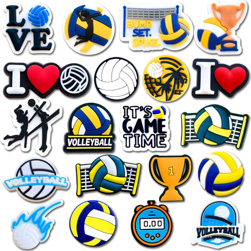 20Pcs Volleyball Shoe Charms for Clog Different Matching Sandals Wristbands Bracelets, Sports Ball Shoe Charms Decorations (Volleyball)...