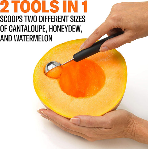 GoodCook Touch Stainless Steel 2-in-1 Melon Baller and Fruit and Veggie Corer Scoop, Silver/Black...