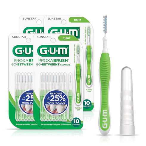 GUM Proxabrush Go-Betweens - Tight, Interdental Brushes for Tight Teeth, Dental Picks for Plaque Removal, Safe for Braces & Dental Devices, 10ct (...