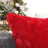 YOUR SMILE Pack of 2, Christmas Decorative New Luxury Series Merino Style Faux Fur Throw Pillow Case Cushion Cover 18" x 18"(Red)...