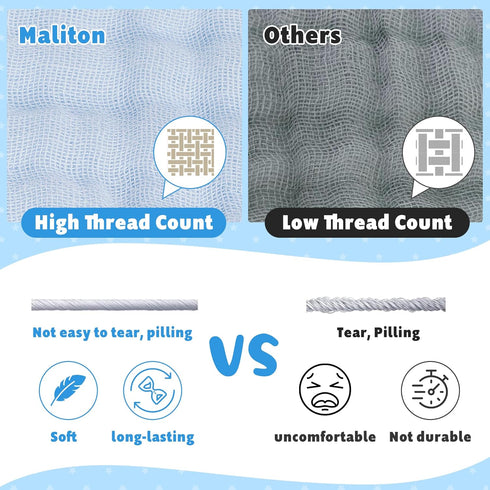 Maliton Muslin Burp Cloths for Baby Girl 6 Pack Large 20''x10'' 100% Cotton Burp Rags Absorbent and Soft 6 Layers Baby Burp Cloths Newborn Girl Es...