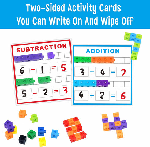 SpriteGru Math Linking Cubes, Math Cubes Manipulatives with Activity Cards Linking Cube Math Counters for Kids Kindergarten Learning Activities...