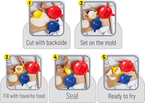 BTaT- Dough Press Set, 3 Pack, Empanada Press, Dough Press, Dumpling Press, Hand Pie Press, Mini Pie Press, Hand Pie Maker, Meat Pie Cutter, Pie P...