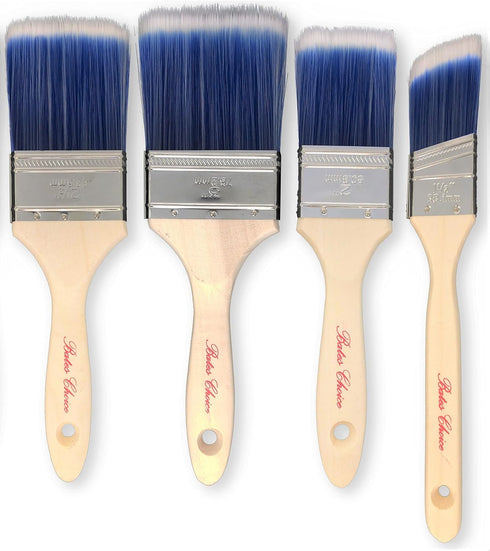 Bates Paint Brushes - 4 Pack, Wood Handle, Paint Brush, Paint Brushes Set, Professional Wall Brush Set, House Paint Brush, Trim Paint Brush, Sash ...