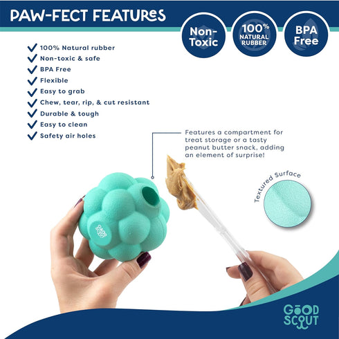 Good Scout Tumbler Ball Dog Fetch Toy, Indoor and Outdoor Rubber Dog Toy for Medium and Large Dogs...