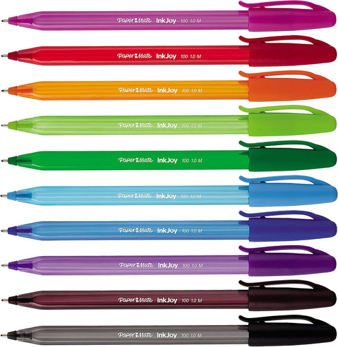 Paper Mate InkJoy 100ST Ballpoint Pens | Medium Point (1.0mm) | Fun Colours | 10 Count...