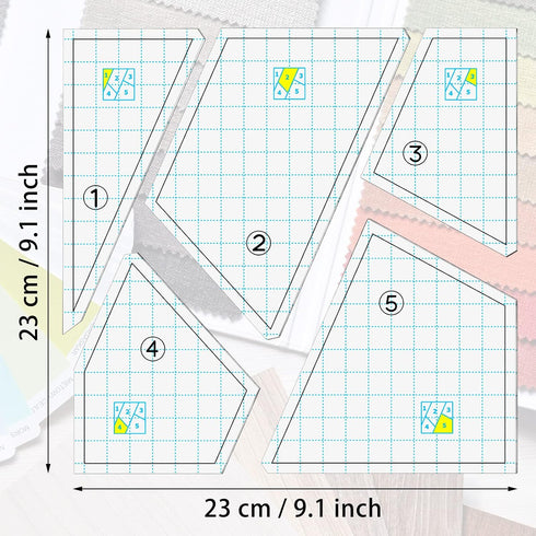 Quilting Template Set Acrylic Cutting Templates for Quilting Sewing Machine Ruler DIY Hand Patchwork Quilt Templates Ruler for Cut Mats 9 x 9 Inch...