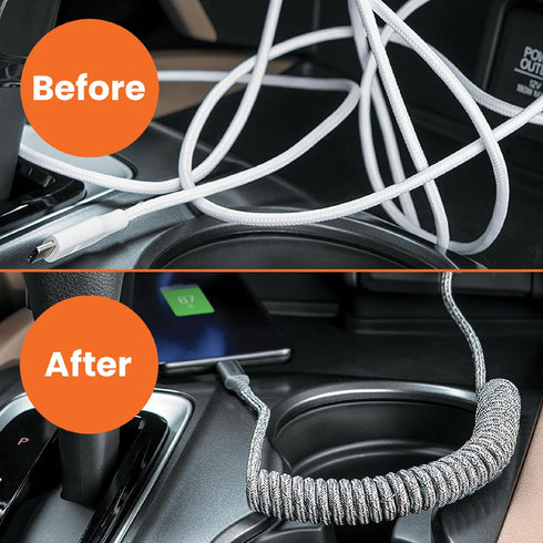 Ventev - Chargesync Helix Cable 14" (Expandable) USB A to USB C, Cloth Covered, Braided Cable, Flexible Elastic Recoil Design, Fast Charging | Com...