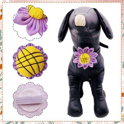 8PCS Dogs Collar Flowers Large Bows Charms Attachment Acessories Sliders Sunflower Pink Yellow Purple Orange Red for Large Medium Puppy Doggy Pet ...