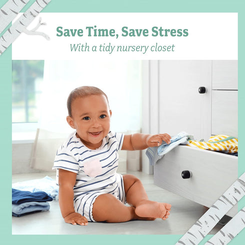 Baby Nest Designs Closet Dividers for Baby Clothes - 7X Baby Clothing Size Age Dividers from Newborn Infant to 24 Months - Grey Animals Baby Cloth...