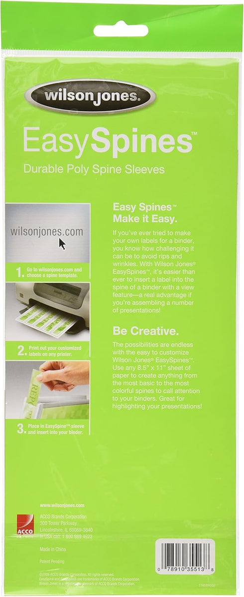 Wilson Jones EasySpines Binder Inserts, 1 Inch Width, 6 per Pack, Clear (W35513)...