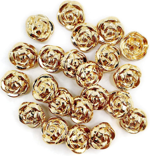 Golden Electroplated Metal Rose Shank Sewing Buttons 20 Pcs - 18mm, 23/32"...
