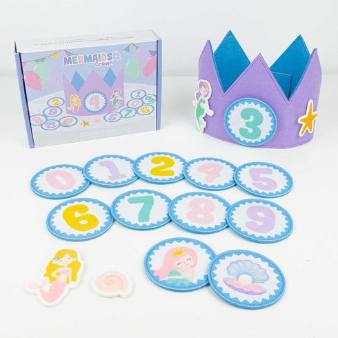 BONNYCO Mermaid Birthday Crown with Interchangeable Numbers from 0 to 9 & Themed Figures First Birthday Gifts for Girls, Birthday Hat, 1st Birthda...