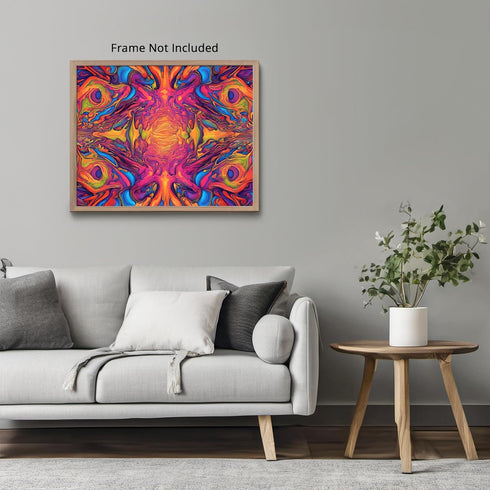 Posterizer 1 pcs- psychedelic funky hippie colorful poster-Abstract & Modern Art-Fantasy & Fiction Art- Living Room Bedroom Decor- unframed wall a...