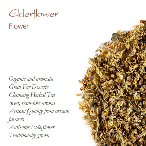Organic Elderflower Tea Herbal - Elder Flower Blossom - Sambacus Blossoms - Elder Flowers Elderflowers Dried Organic Dried Elderflower Elder Flowe...