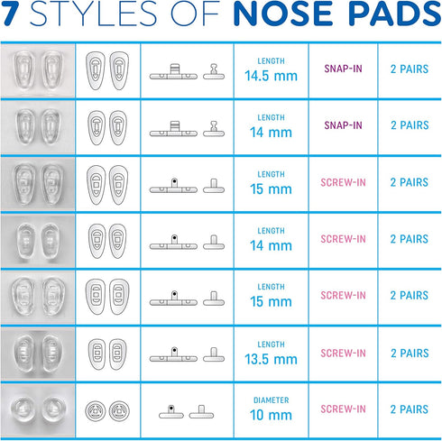 Eyeglass and Sunglass Repair Kit by SQV - Most Complete Glasses Family Kit - 5 Types of Mini Screws, Tweezers, Screwdriver, 7 Styles of Nose Pads,...