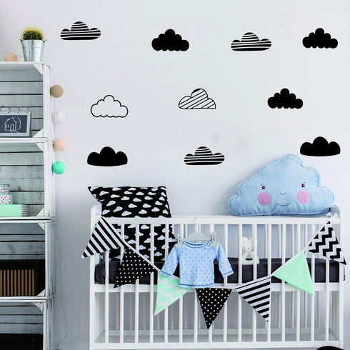 24 Pcs/Set Clouds Decal Vinyl Wall Sticker for Kids Room Nursery Decoration Boy Girl Child Bedroom Living Room Art Decor Home House Design Mural Y...