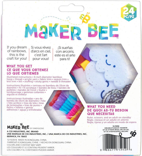 Dimensions Simplicity Maker Bee Rainbow DIY Dream Catcher Craft Kit, 24 Pc......