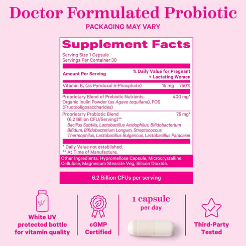 Pink Stork Prenatal Probiotics for Women - Morning Sickness, Gut Microbiome, and Immune Support - Pregnancy Probiotic with Prebiotics and Vitamin ...