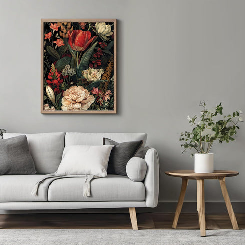 Posterizer 1 pcs-unique surreal coral orange and beige flowers-Floral & Botanical Art-Abstract & Modern Art-Decor for Home & Office- UNFRAMED Wall...