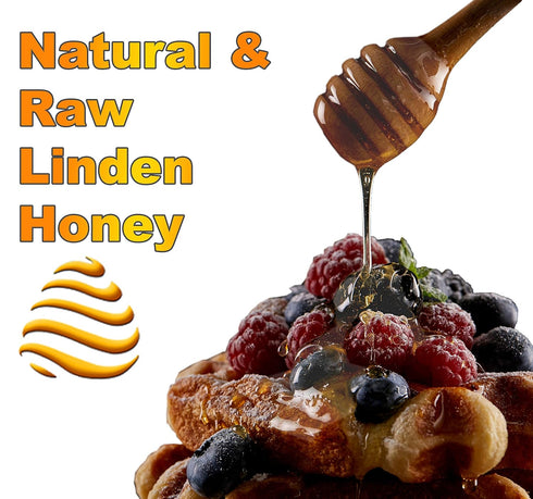Goshen Amish Country Extremely Raw Linden Honey - Unfiltered, Unprocessed, Pure & Natural - Harvested in the USA - Rich Flavor for Tea, Cooking, W...