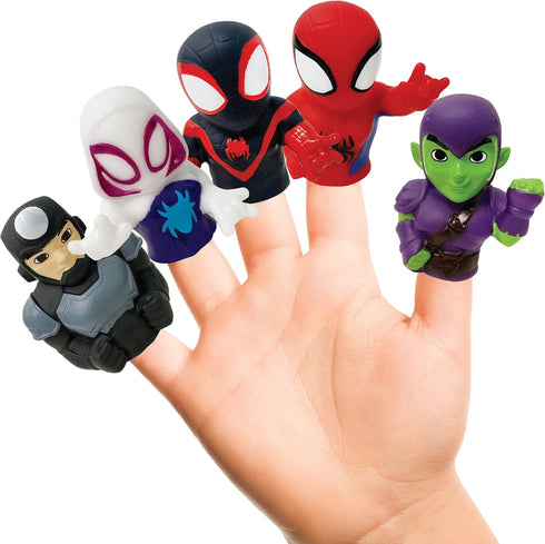 Spidey & His Amazing Friends 5 Piece Finger Puppet Set - Party Favors, Educational, Bath Toys, Floating Pool Toys, Beach Toys, Finger Toys, Playti...