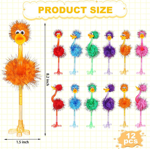 12 PCS Flamingo Pens, Cute Fluffy Bird Pens, Funny Pens for Birthday, Stocking Stuffers, Kids School Supplies, Classroom Prizes...