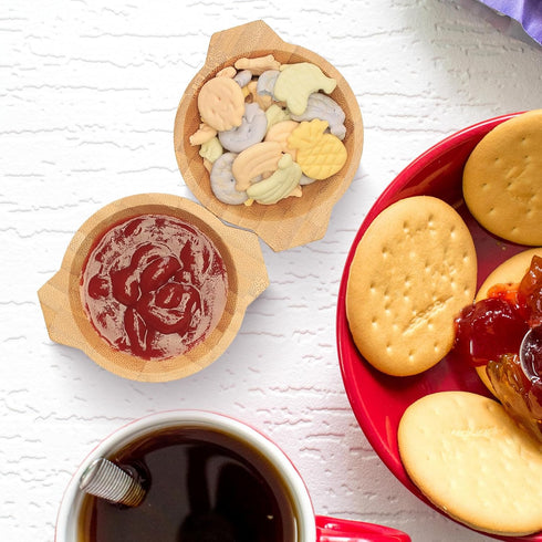Snack Bowls Set, Small Bamboo Sauce Dish Dipping Bowls with Small Handle for Appetizers, Dips, Sauce, Nuts, Candy, Olives, Seeds, Desserts and Mor...