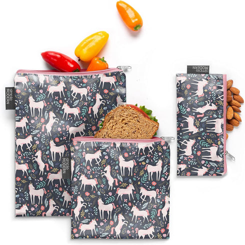 Simple Modern Reusable Snack Bags for Kids | Food Safe, BPA Free, Phthalate Free, Polyester Zip Pouches | Washable & Refillable Sandwich Bag | Ell...