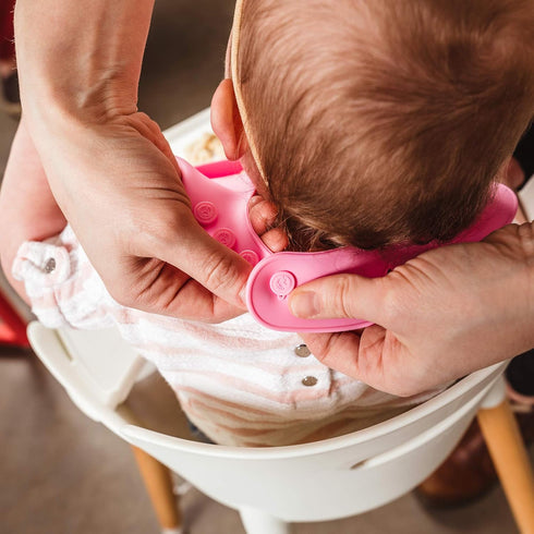WeeSprout Waterproof Silicone Baby Bibs (Set of 2) | Pocket to Catch Food...