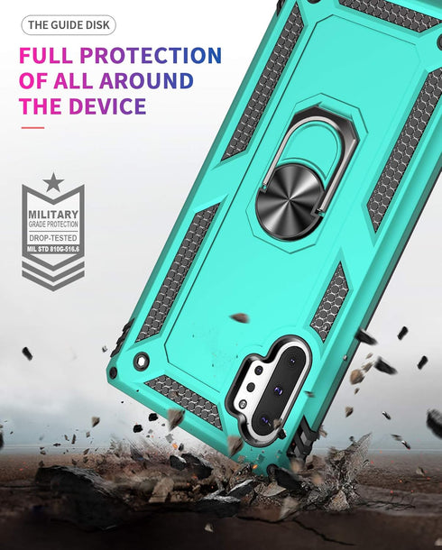 Samsung Galaxy Note 10 Plus Case with HD Screen Protectors, Military-Grade Metal Ring Holder Stand, Drop Tested Shockproof Cover for Note10+/5G Gr...