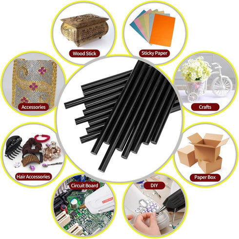 OCGIG 20 Pcs 11mm x 200mm (0.43Inch x 8Inch) Adhesive Glue Sticks Hot Glue Sticks Black for Car Audio Craft General Purpose...
