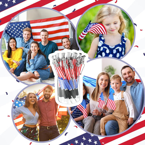 American Flag Ballpoint Pens USA Patriotic Themed Bookmarks Independence Day Souvenirs Gifts Black Gel Ink Ballpoint Pen for Writing and Signing P...