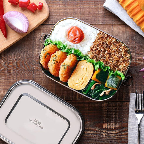 G.a HOMEFAVOR Stainless Steel Bento Lunch Box - 1200 ml/40 oz Large Metal Leak Proof Lightweight Bento Container for Sandwich, Snack, Salad, Dishw...
