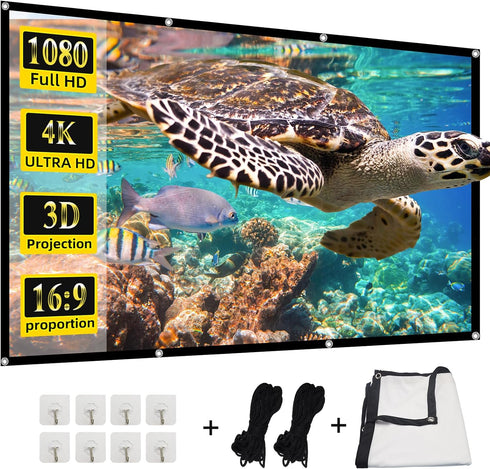 Projector Screen,72“ 4K 16:9 HD Rear Front Projector Screens Mini Foldable Projection Screen Double-Sided Portable Outdoor Indoor Projector Screen...