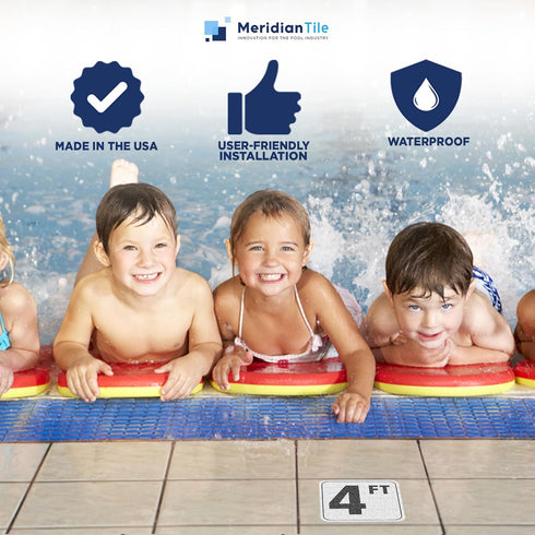 Aquatic Custom Tile, 4FT Pool Depth Markers, 6x6 Inches Vinyl Pool Stickers, Swimming Pool Number Markers, Pool Safety Signage, Adhesive Pool Dept...