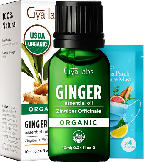 Gya Labs USDA Certified Organic Ginger Essential Oil for Skin - 100% Pure Natural Organic Ginger Oil for Hair & Diffuser, Natural Aromatherapy for...