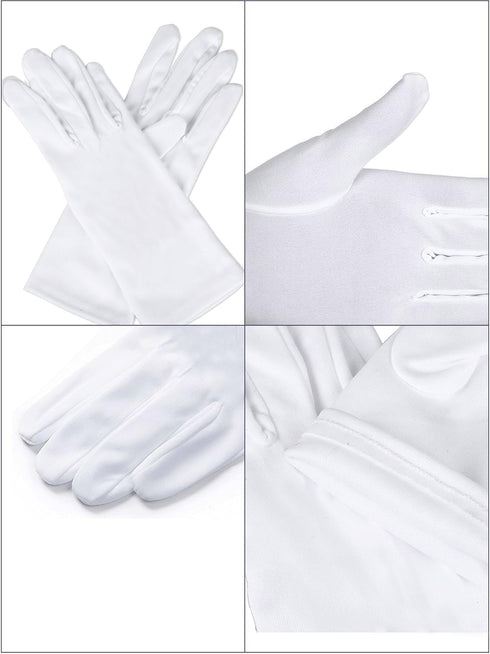 Sumind 2 Pairs Nylon Cotton Gloves White Uniform Gloves Tuxedo Gloves Formal Police Gloves Guard Parade Glove...