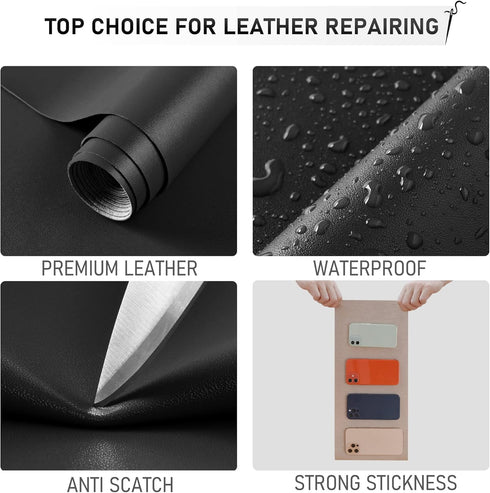 YAFLC Self Adhesive Leather Repair Tape Kit, 4"x 63" Leather Repair Patch for Furniture, Leather Repair Patch for Car seat, Sofas, Couch, Boat Sea...