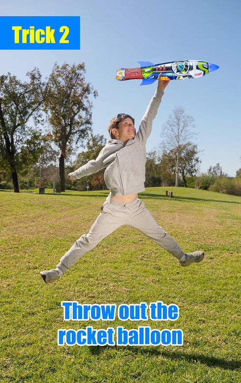 Rocket Balloon Launcher 2pcs, Finger-Press-to-Launch Rocket Balloons, Pop-Up Rocket Flying Toys Outdoor Sport for Adults and Kids, Excellent for P...