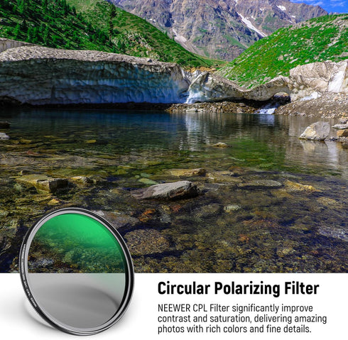 NEEWER 55mm Polarizer Filter, 24 Layer Multi Resistant Nano Coated MC CPL Circular Polarizing Filter with HD Optical Glass/Ultra Slim for Camera L...