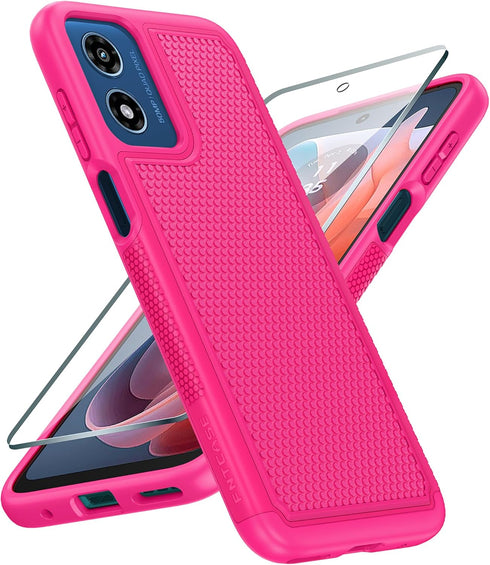 FNTCASE for Motorola Moto G-Play-2024 Case: Dual Layer Protective Heavy Duty Cell Phone Cover Shockproof Rugged with Non Slip Textured Back - Mili...