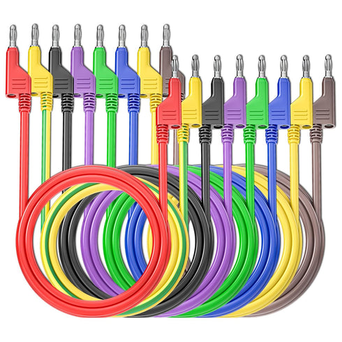 Goupchn 4mm Stackable Banana Plug to Banana Plug Test Leads 8PCS Silicone Cable Wires 3.3ft/1m for Multimeter Electrical Testing 1000V/15A...