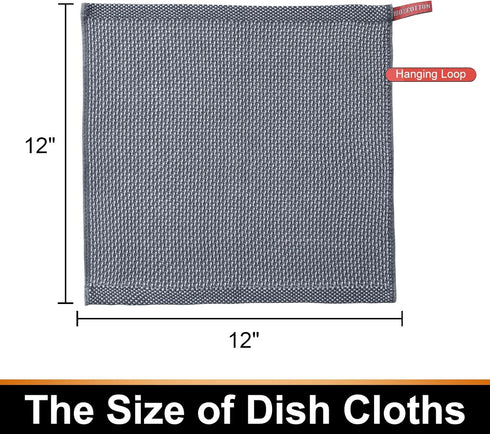 Cotton Kitchen Dish Cloths, 6 Pack Super Absorbent and No Lint Waffle Weave Dish Towels, Fast Drying Dish Rags for Washing Dishes, 12 x 12 Inch, D...