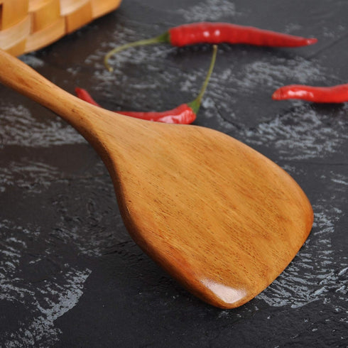 FJNATINH Wooden Spatula with Long Handle for Cooking Kitchen Cookware...
