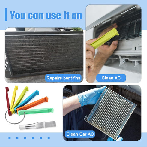 2 Pieces Different Fin Comb Condenser Fin Straightener Air Condition FCR6 Fin Comb and Stainless Steel Fin Comb Radiator Repair Tool Set for Strai...