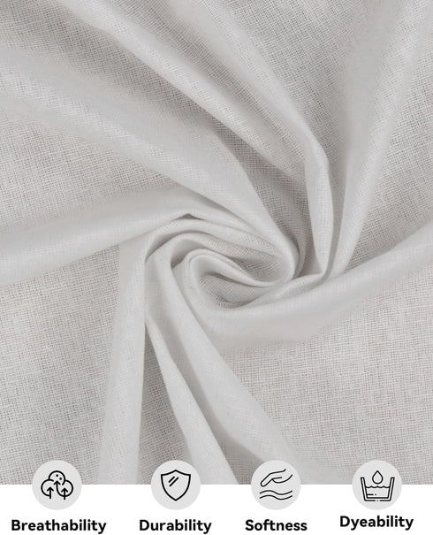Medium Weight 100% Cotton Muslin Fabric: 59 inch x 2 Yards Bleached Muslin Linen Fabric Material for Sewing Material Apparel Cloth...